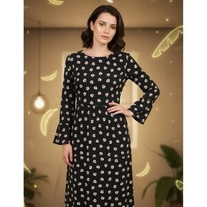 Tommy Hilfiger Black Floral Sheath Mini Dress Size 2 Bell Sleeve Career‎ Casual